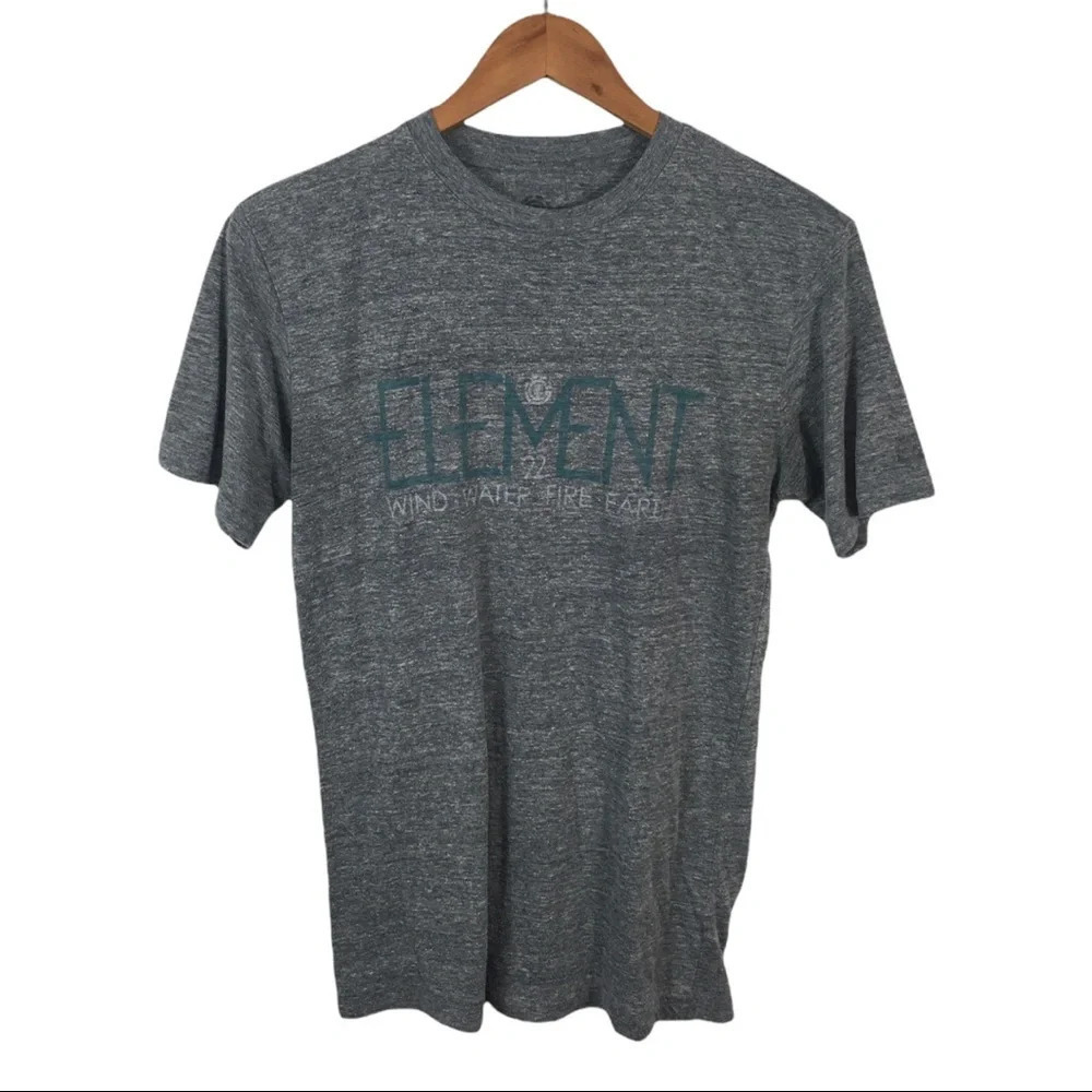 TS268 Element Spell Out Surfer Skater Brand Marled Crew Neck Shirt S